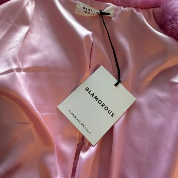 Pink Glamourous Women's Elegant Faux fur Coat Size 6 NWT - Picture 5 of 7